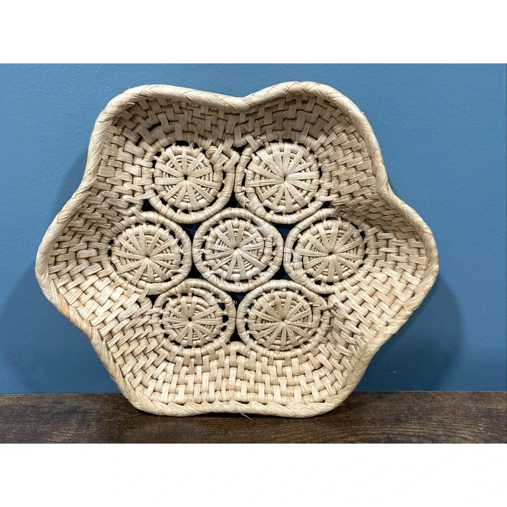 Set Of Woven Baskets Oval And Star Granny Core Boho Decor - Picture 4 of 7
